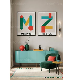 Modern Geometrik Tasarım 2'li Ahşap Çerçeveli Tablo Seti