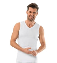Jiber Erkek V Yaka Sıfır Kol Atlet 6'lı Paket - 123  (Beyaz)