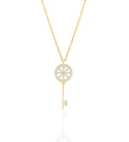 Gümüş altın yaldızlı zirkon taşlı anahtar kolye SGTL10930GOLD