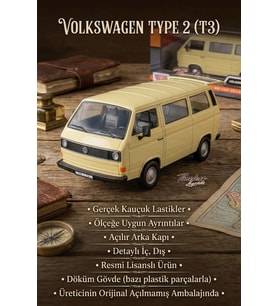 Motormax 1:24 Volkswagen Type 2 (T3) Mavi Klasik Metal Model Araba Resmi Lisanslı Diecast