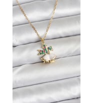 316L Çelik Zincir Gold Renk Chirtsmas Bell Model Yılbaşı Temalı Kadın Kolye TJ-BKO10706