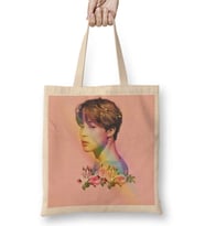 Bts Jimin Çiçekli Bez Çanta Uzun Saplı