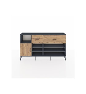 Arges Konsol 6 Raflı 2 Çekmeceli Tek Kapaklı  176x30x99 Antrasit-Çam