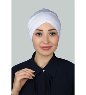 Çapraz Dış Tesettür Bonesi Penye (Beyaz)