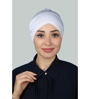 Çapraz Dış Tesettür Bonesi Penye (Beyaz)