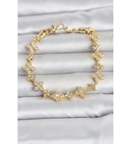 Pirinç Zirkon Taşlı Yonca Model Gold Renk Kadın Bileklik TJ-BB8494