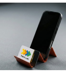Modern Zikzak Tasarım Telefon Tutucu - 3D Yazıcı Masaüstü Kartvizitlik ve Stand - Turuncu Minimalist Ofis Aksesuarı