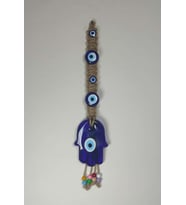 Dekoratif Nazarlık, İpli Nazar Boncuğu makrome örgü 48cm (Mavi)