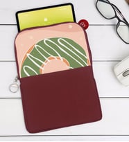 BK Gift Donut Tasarımlı Taşınabilir Koruyucu Tablet Kılıfı & Organizer Çanta - Bordo-1