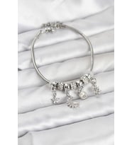 Pirinç Gümüş Renk Ay Charm Model Charmlı Kadın Bileklik 5886 - EEEEEE3890-4811