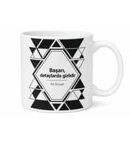 Siyah Beyaz Geometrik Desenli Modern Ofis Tipi Kahve Kupası Hediye Bardak