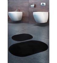 Rivora Siyah 2'li Banyo Halısı Paspası Seti Kaymaz Tabanlı Makinede Yıkanabilir