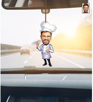 Kişiye Özel Aşçı Chef Erkek Karikatür Ahşap Araba Dikiz Ayna Süsü
