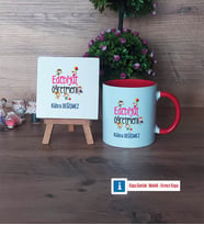 Edebiyat Öğretmeni Dekoratif Taş, Kupa Bardak Kırmızı Hediye (Model 1)