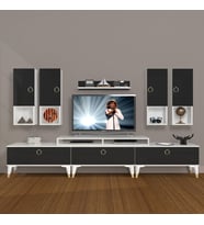 Decoraktiv Ekoflex 8DA Mdf Gold Tv Ünitesi Tv Sehpası - Beyaz Siyah (Siyah - Beyaz)