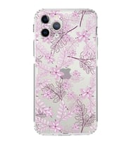 Apple iPhone 11 ProKamera Korumalı Tıpalı Kapak Floral Pudra Tasarımlı Şeffaf Kılıf