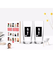 BK Gift Kişiye Özel Renkli Baskılı Godfather Baba Tasarımlı İkili Rakı Bardağı ve Rakı Cep Kitabı Hediye Seti-8 (Model 1)
