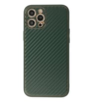Mey İthalat® iPhone 12 Pro Kılıf Coco Karbon Silikon - Yeşil