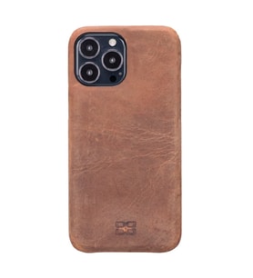 Bouletta Apple iPhone 13 Pro Max Uyumlu Deri Arka Kapak F360 G2 Kahve (Kahverengi)