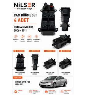 Honda Civic Cam Düğme Set 2006-2011 FD6 ( Işıksız)
