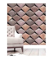 Dreamwall 3D Geometrik Taş Desenli Silinebilir Tekstil Duvar Kağıdı (Çok Renkli)