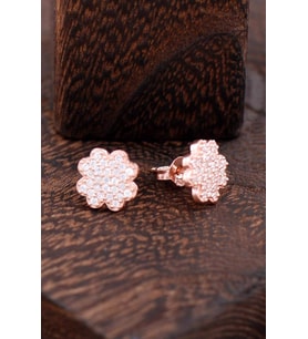 Çiçekli Rose Gümüş Küpe 2375