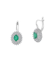 0.99 Karat Pırlantalı Oval Zümrüt Küpe PE086
