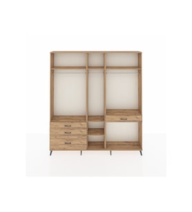 Arges Gardrop 7 Raflı 4 Çekmeceli 3 Askılı 220x30x243 Çam-Çam