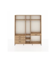 Arges Gardrop 7 Raflı 4 Çekmeceli 3 Askılı 220x30x243 Çam-Çam