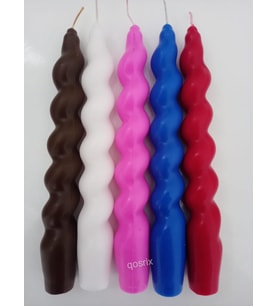 qosrix 5'li Çok 5 Renkli Italyan Burgulu Şamdan Soya Mumu Doğal Kokulu Çubuk Konik Burgu Spiral Mum Dekoratif