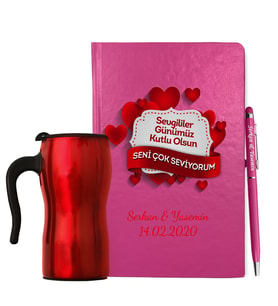 Sevgililer Gününe Özel Defter Kalem & Termos Mug Hediye Seti 5