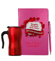 Sevgililer Gününe Özel Defter Kalem & Termos Mug Hediye Seti 5