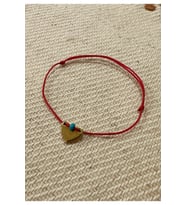 YUGU Pirinç Kalp Charm Şans Bilekliği (Kırmızı)