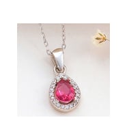 Gümüş Pembe Damla Zirkon Taşlı Kadın Kolye CSR2181305