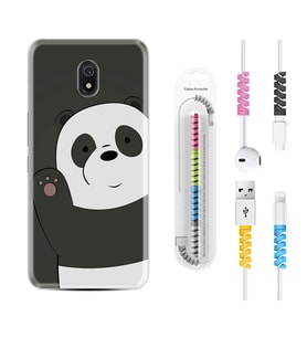 Xiaomi Redmi 8A 8 Pro 9C 9T 10C 11T Pro Kılıf Kablo Koruma Spiral Silikon Hello Panda 1709