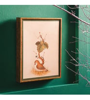 English Home Robin Bird Ardıç Kuşu Gold Detaylı Doğa Temalı Altın Ahşap Dekoratif Tablo (Taba - Kahverengi)