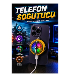 RGB Fanlı Manyetik Telefon Soğutucu – Type-C 5V Mobil Oyun Soğutma Fanı