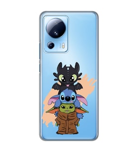 Xiaomi Mi 13 Lite Uyumlu Sevimli Baby Yoda ve Stitch Desenli Şeffaf Telefon Kılıfı