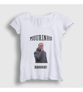 Presmono Kadın Beyaz SHHHH Jose Mourinho T-Shirt 429697tt (Beyaz)