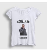 Presmono Kadın Beyaz SHHHH Jose Mourinho T-Shirt 429697tt (Beyaz)