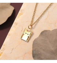Kişiye Özel 925 Ayar Gümüş  Sevimli Kedi Kolye (Gold)