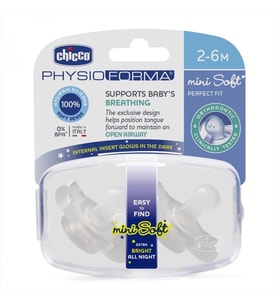 Chicco Gece Parlayan PhysioForma Mini Soft 2'li Emzik 2-6 Ay