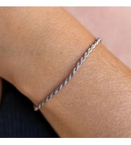 Çelik Bileklik İnce Burgu Zincir Model Kalınlık 0.2 mm 17 cm Ayarlanabilir 6 cm Gümüş (Silver)