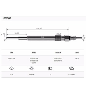 SVAC SV008 VW-PASSAT 2.5 TDI KIZDIRMA ( ISITMA) BUJİSİ TAKIMI