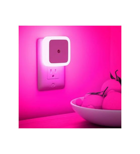 Pembe Renkli Fotoselli LED Gece Lambası, Otomatik Yanıp Söner, 1W (Krem)