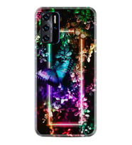 Reeder P13 Blue 2021 Kılıf Silikon Desen Özel Seri Butterfly Neon 1684