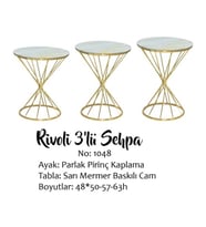 Brc RİVOLİ 14068 Zigon Metal Gold Renk kaplama Beyaz Mermer temper cam El yapım