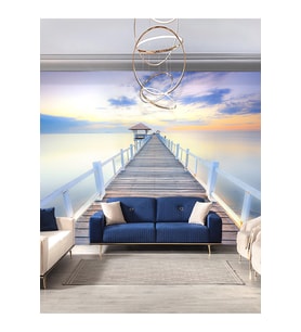 Dreamwall Deniz Ve İskele Köprüsü Desenli Isı Ve Ses Yalıtımlı Sağlıklı Tekstil Duvar Kağıdı (Çok Renkli)