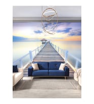 Dreamwall Deniz Ve İskele Köprüsü Desenli Isı Ve Ses Yalıtımlı Sağlıklı Tekstil Duvar Kağıdı (Çok Renkli)
