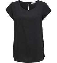 Only ONLNOVA LIFE LUX S/S TOP SOLID Siyah Kadın T-Shirt 15222170